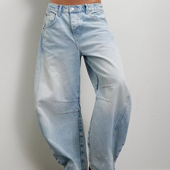 Free People Denim - FP Good Luck Barrel Jean (32S) Aegean - Perfect Condition